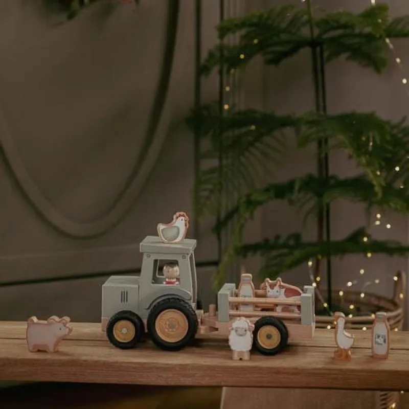Little Dutch Traktor s přívěsem dřevěný Farma