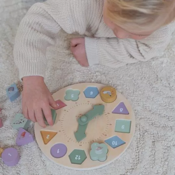 Little Dutch Hodiny s puzzle kostkami dřevěné Farma