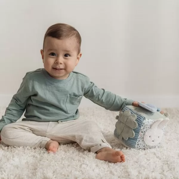 Little Dutch Kostka textilní s aktivitami králíček Miffy Lucky Leaves