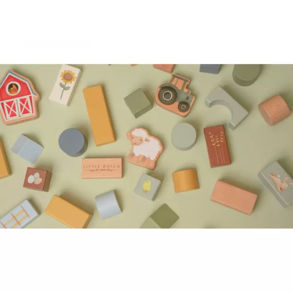 Little Dutch Kostky dřevěné v tubě Farma