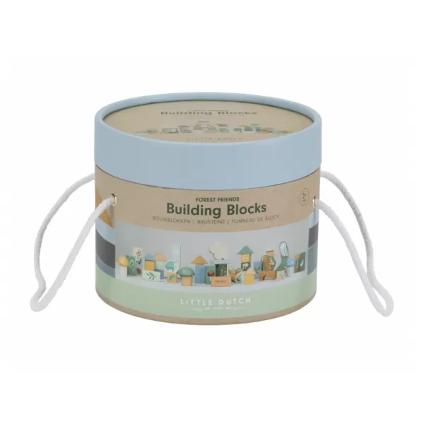 Little Dutch Kostky dřevěné 50 ks v tubě Forest Friends