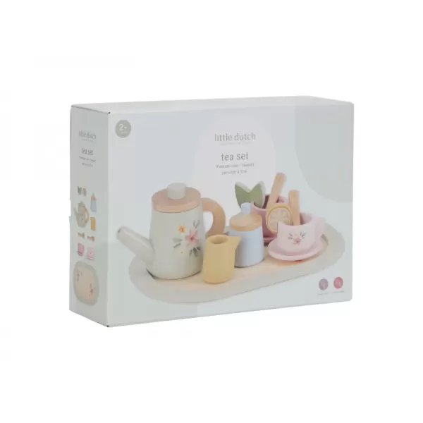 Little Dutch Čajový set dřevěný s květinovým potiskem