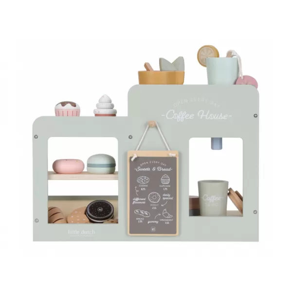 Little Dutch Kávovar dřevěný velký s příslušenstvím Coffee House