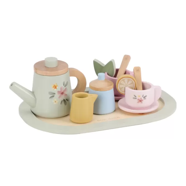 Little Dutch Čajový set dřevěný s květinovým potiskem