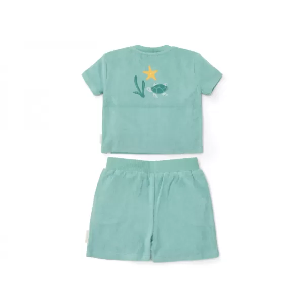 Little Dutch Tričko a kraťasy Seashells / Stripes Surf Blue vel. 98/104