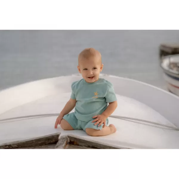 Little Dutch Tričko a kraťasy Seashells / Stripes Surf Blue vel. 98/104