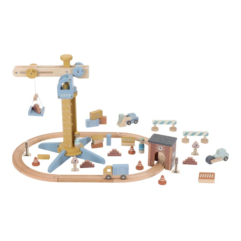 Little Dutch Sada s jeřábem a kolejemi dřevěná